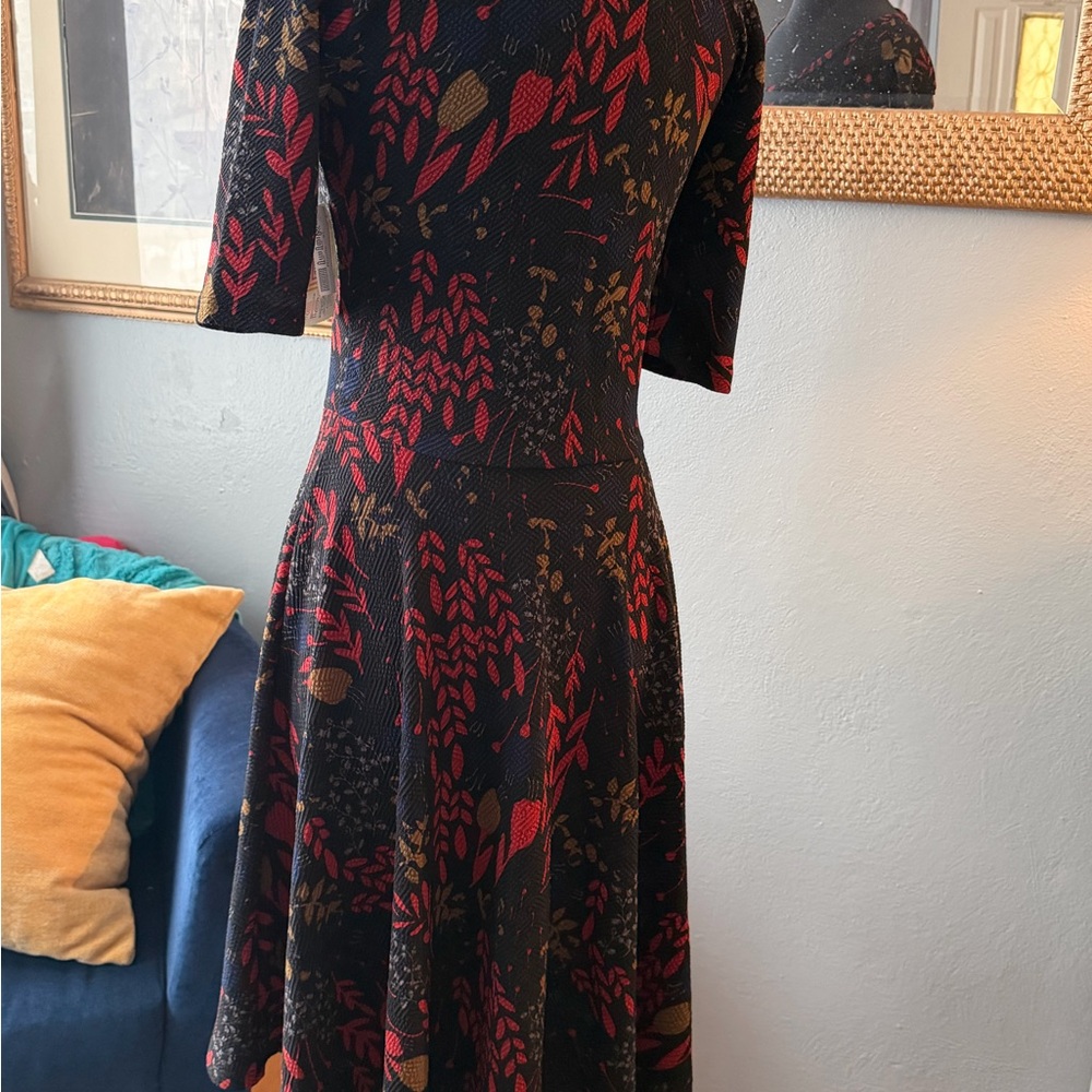 NWT!! ❤️🖤 LuLaRoe Black and Red Midi Dress with Gold Accents - Picture 3 of 7